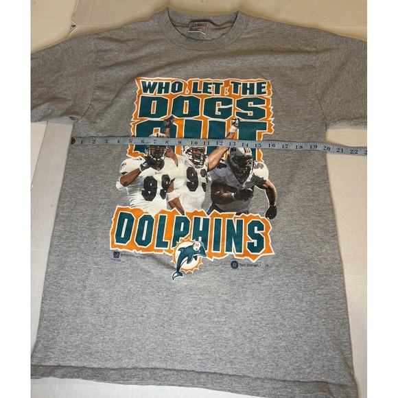 Vintage 2000 Miami Dolphins WHO LET THE DOGS OUT T-Shirt Men's Sz L NFL Football - Picture 5 of 6